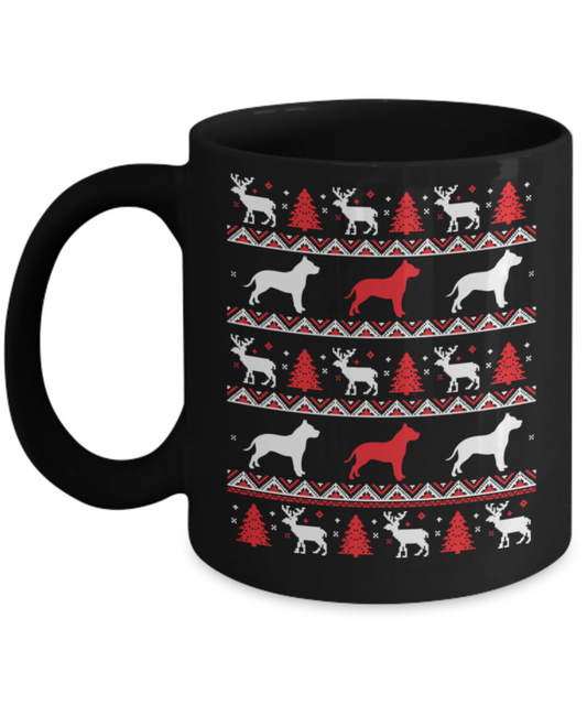 Gift gor dog lovers , Pug Xmas - Black Coffee Mug Porcelain Tea Cup 11 oz - Great Gift