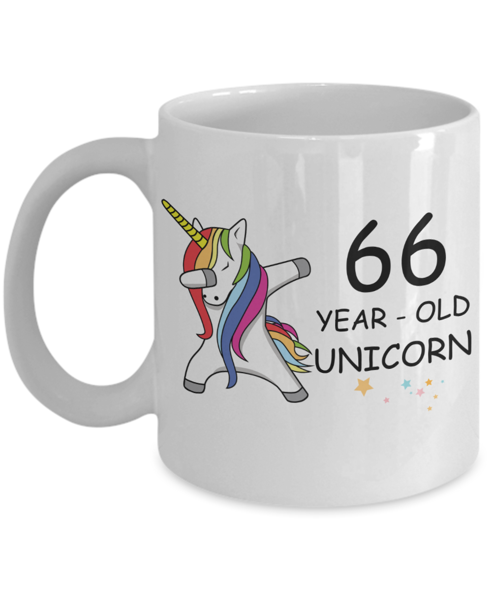 66th Birthday Gift for Women - 66 Year Old Unicorn Dabbing Mug - Funny White Porcelain Coffee 11 oz for Grandma, Mom, Sister, Best Friend, Women, Her - Legends are Born In 1954