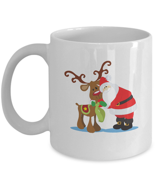 Antler Cow Santa white mugs - Funny Christmas Gifts - Funny White coffee mugs 11 oz