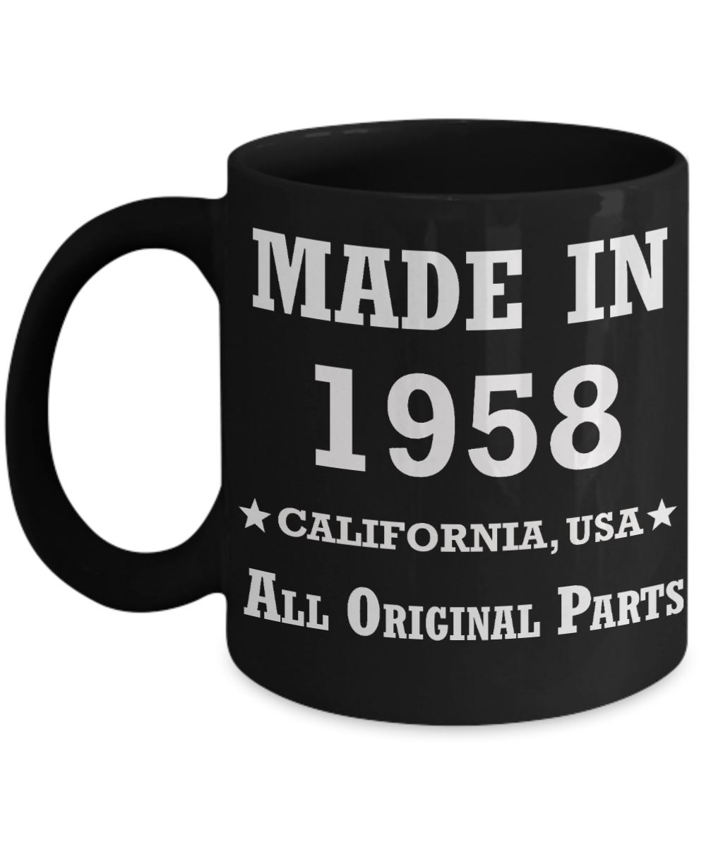 61sr birthday gifts for Men/Women - Made in 1958 All Original Parts California - Best 61sr Birthday Gifts for family Ceramic Cup Black, Funny Mugs Gift Ideas 11 Oz