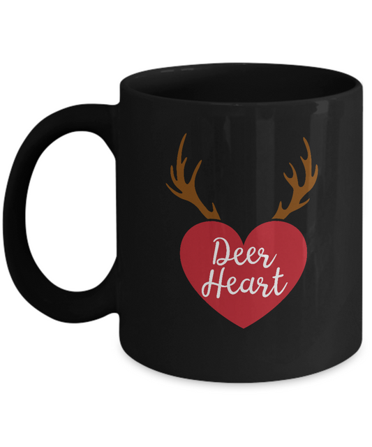 Deer Heart valentine Black coffee Mugs - Funny Valentines day Black coffee mugs 11 oz