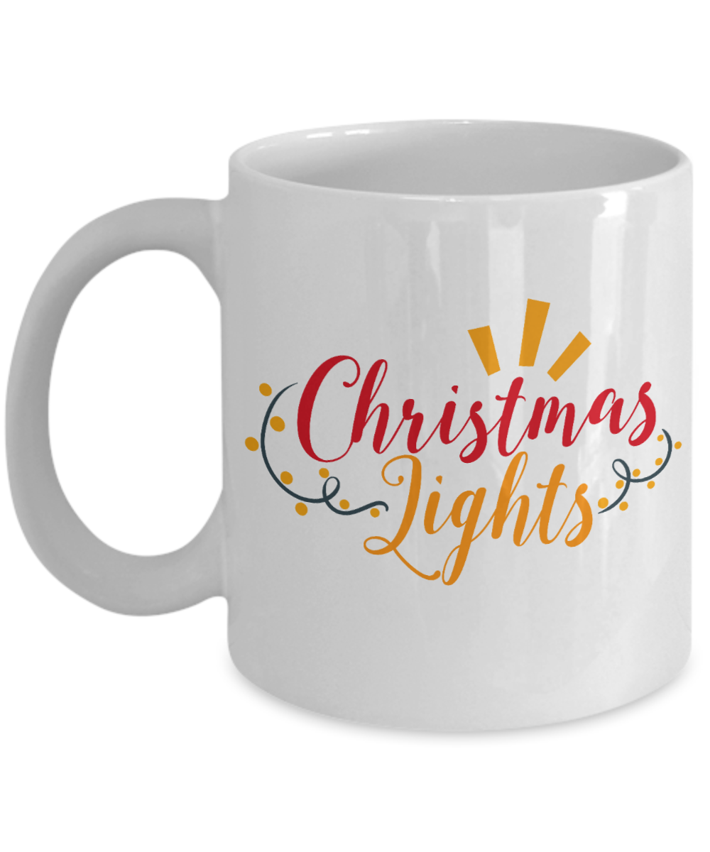 Nightnare before christmas mug - Christmas Lights - Funny Christmas Gift Mugs, Christmas Gifts for family Ceramic Cup White, Funny Mugs Gift Ideas 11 Oz