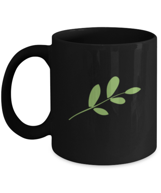 Sprig Smooth 4 Black Mugs - Funny coffee mugs - Black coffee mugs 11 oz