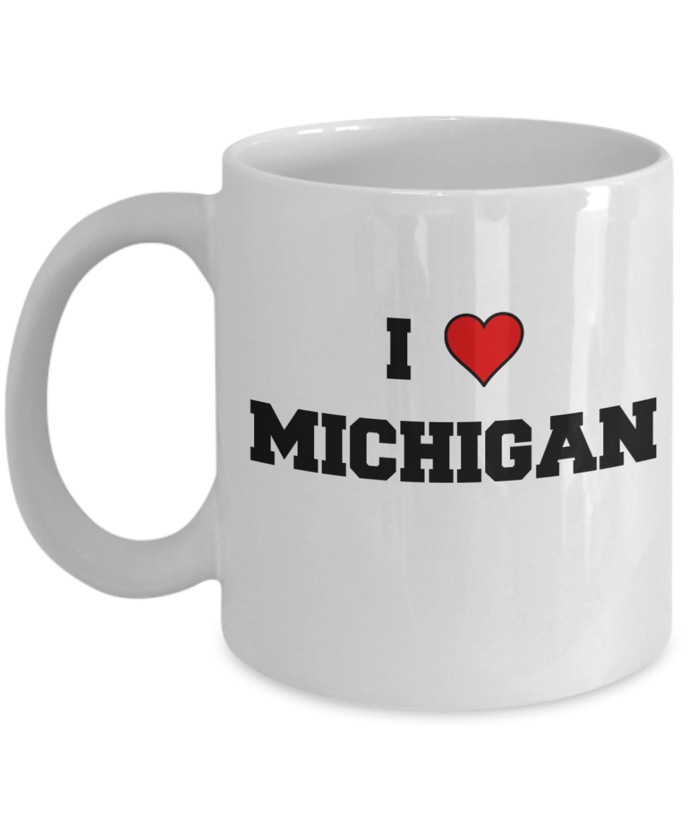Michigan Tea Coffee Mugs,I Love Michigan USA States Ceramic Coffee Mug Tea Cup Gifts Mugs 11 oz Funny Mugs