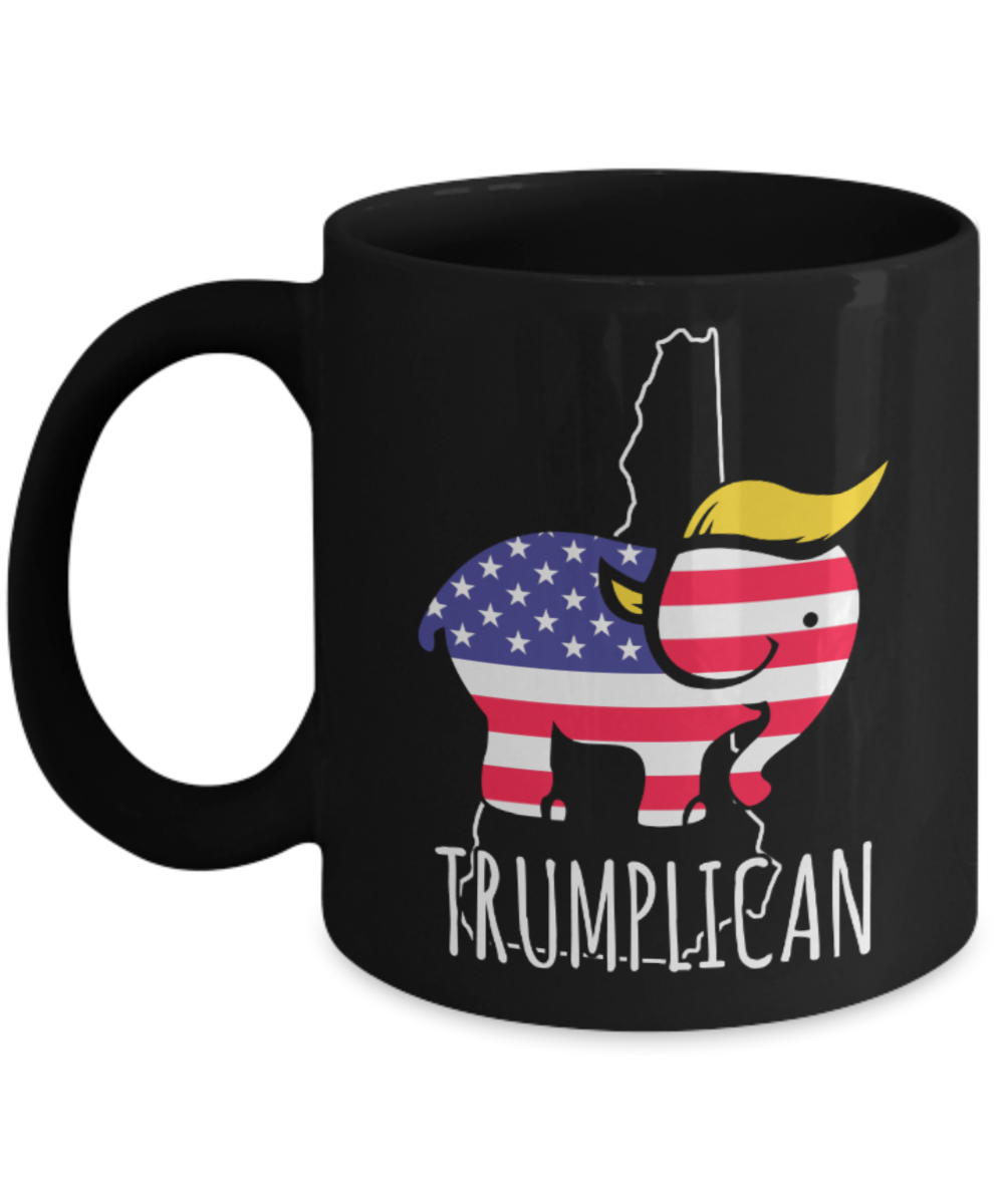 Trumplican - Black Coffee Mug Porcelain Tea Cup 11 oz - Great Gift