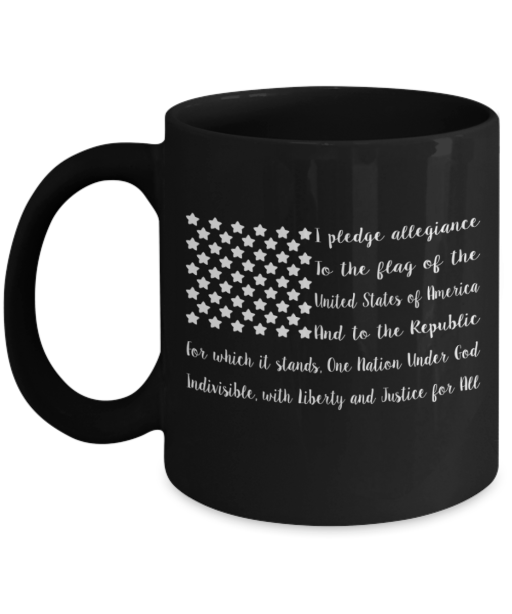 Flag of United States  - Black Coffee Mug Porcelain Tea Cup 11 oz - Great Gift