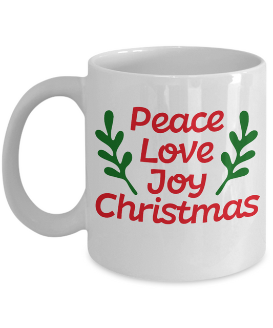 Knightmare before christmas mug - Peace Love Joy Christmas - Funny Christmas Gift Mugs, Christmas Gifts for family Ceramic Cup White, Funny Mugs Gift Ideas 11 Oz