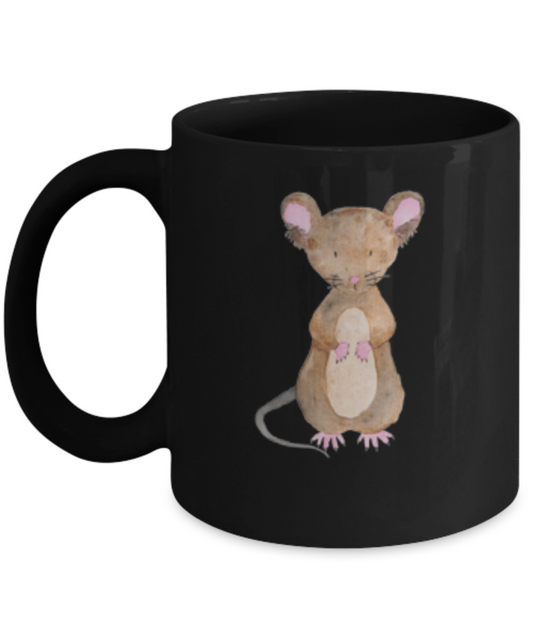 Wood Mouse Funny Black Mugs - Funny coffee mugs Black coffee mugs 11 oz