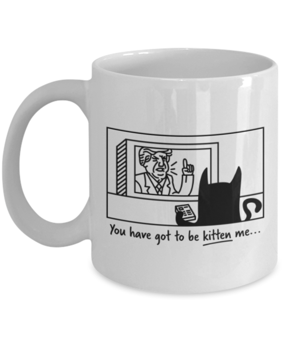 Gift gor dog lovers , You have got to be kitten me - White Coffee Mug Porcelain Tea Cup 11 oz - Great Gift