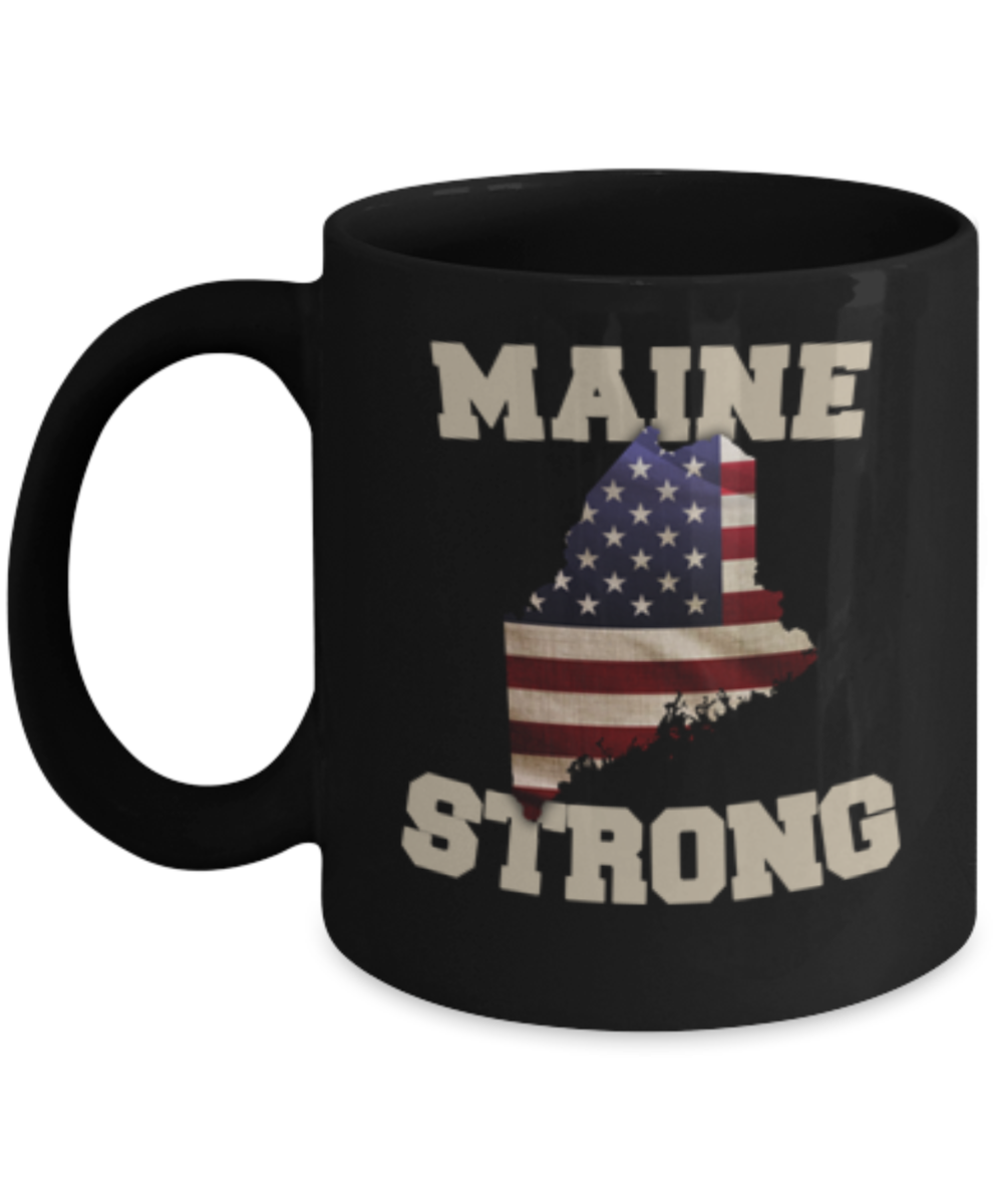 Maine State coffee Black mug - Porcelain Black Funny Coffee Mug, Best Black coffee mugs 11 oz