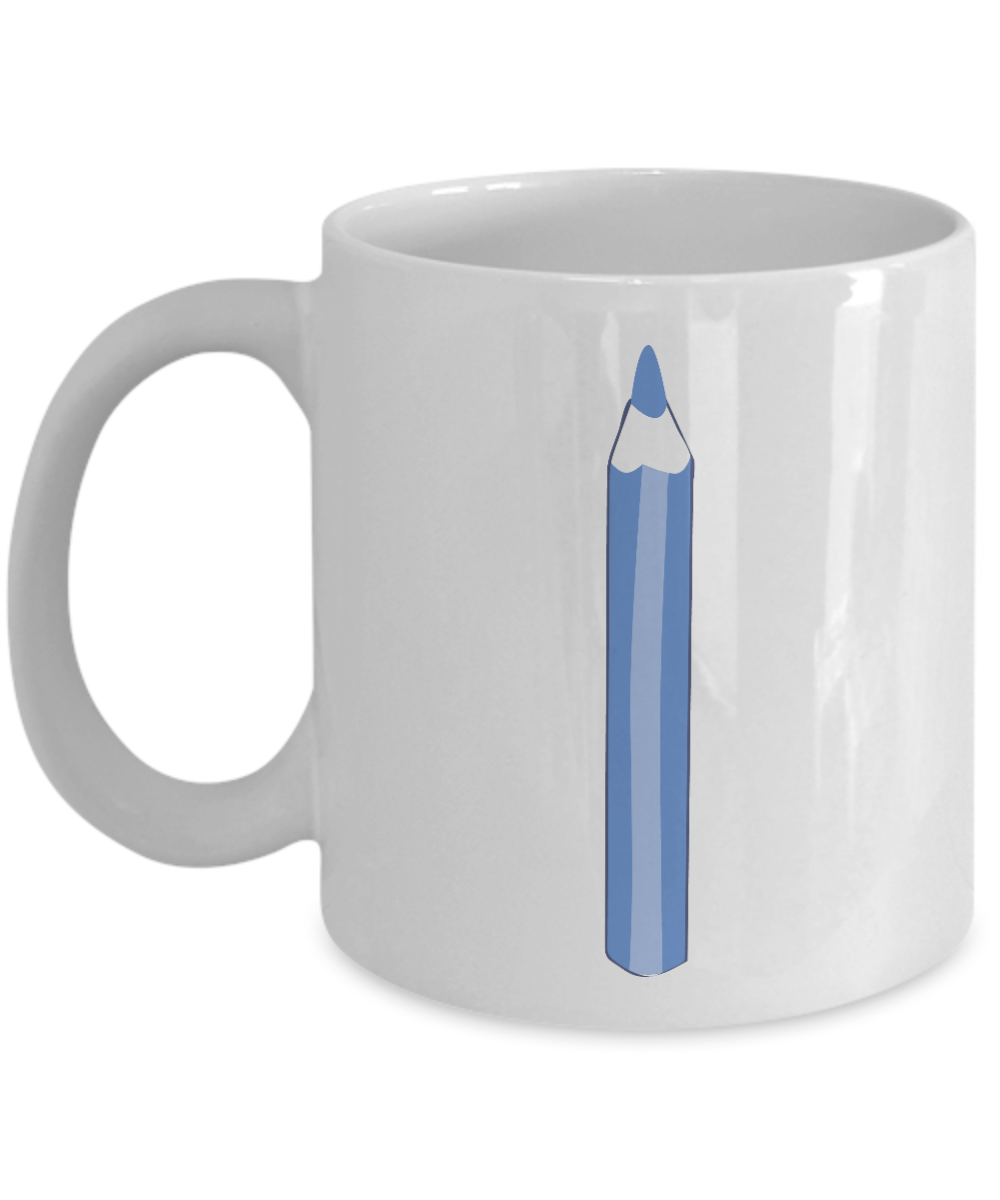 Pencil Smooth Blue White Mugs - Funny Coffee Mugs White coffee mugs 11 oz