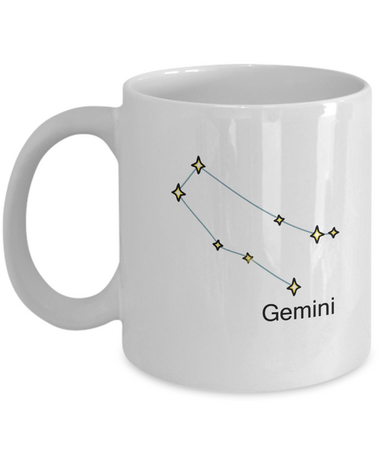 Gemini Zodiac Name Constellation Coffee Mug White Unique Large White coffee mugs 11 oz