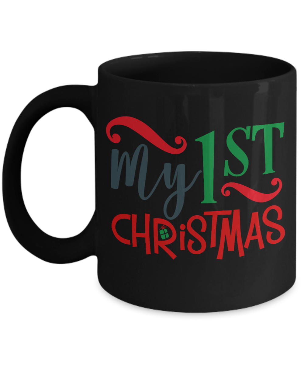 Knightmare before christmas mug - My 1st Christmas - Funny Christmas Gifts Mugs, Christmas Gifts for family Ceramic Cup Black, Funny Mugs Gift Ideas 11 Oz
