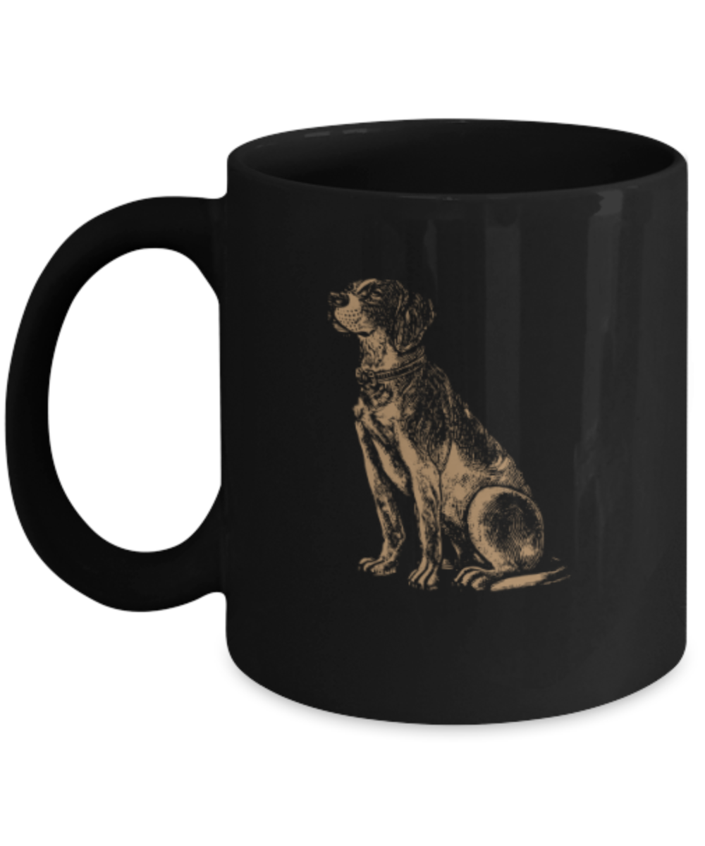 Gift gor dog lovers , Man's Best Friend - Black Coffee Mug Porcelain Tea Cup 11 oz - Great Gift