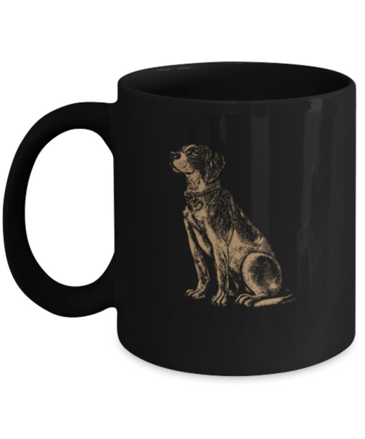 Gift gor dog lovers , Man's Best Friend - Black Coffee Mug Porcelain Tea Cup 11 oz - Great Gift