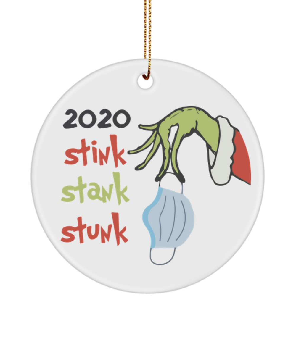 2020 Stink Stank Stunk Ornament -Quarantined Christmas Ornament, Xmas Ornament Gifts, Christmas Tree Decor, Funny 2020 Christmas Ceramic Ornament