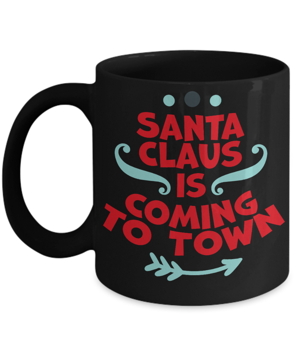 Knightmare before christmas mug - Santa Claus is Coming to Town - Funny Christmas Gifts Mugs, Christmas Gifts for family Ceramic Cup Black, Funny Mugs Gift Ideas 11 Oz