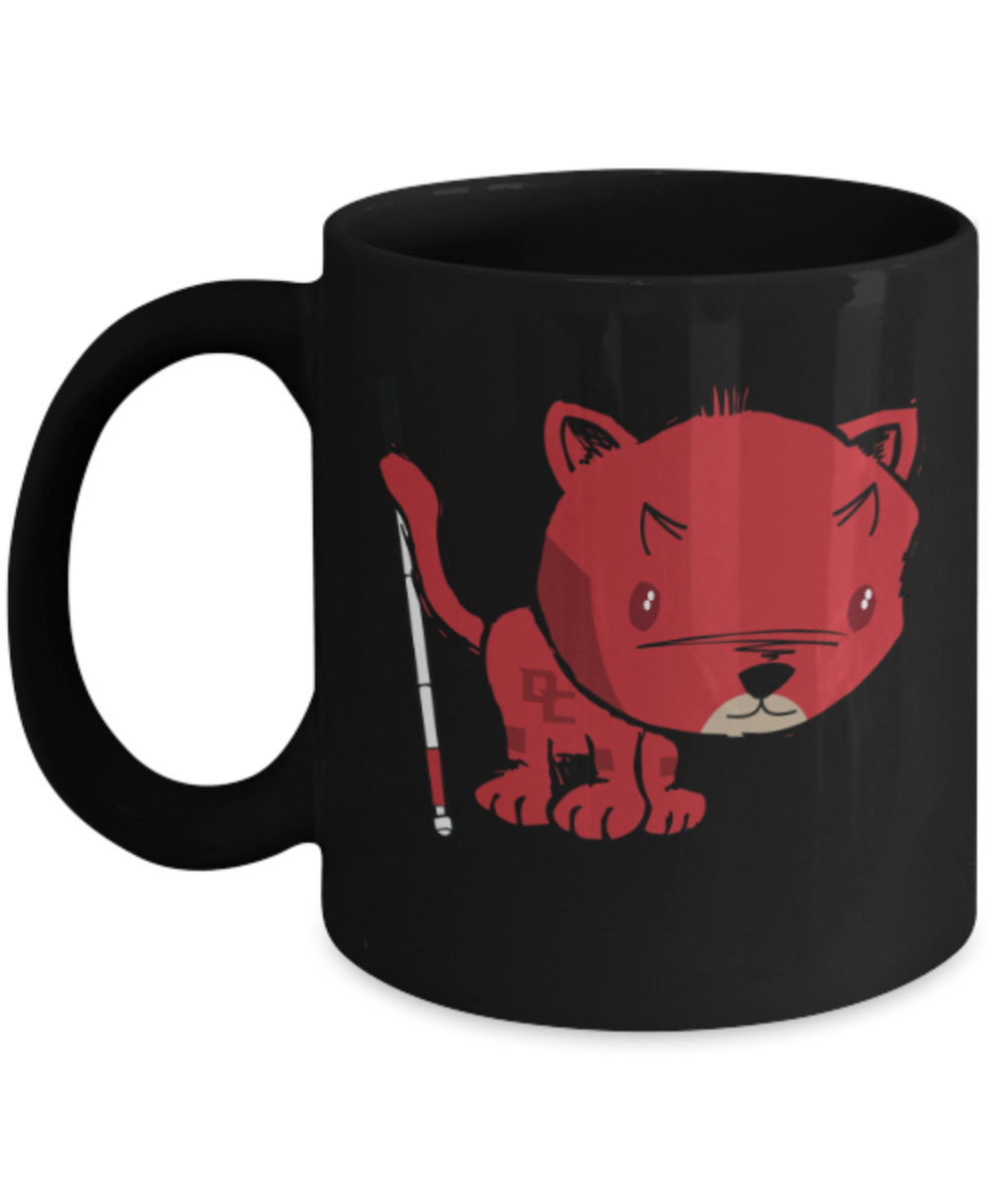 Gift gor cat lovers , Darekitten - Black Coffee Mug Porcelain Tea Cup 11 oz - Great Gift
