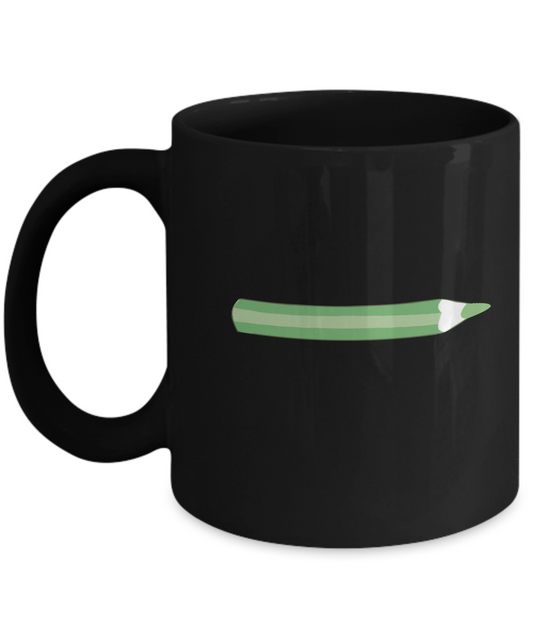 Pencil Green 2 Black Mugs - Funny coffee mugs - Black coffee mugs 11 oz