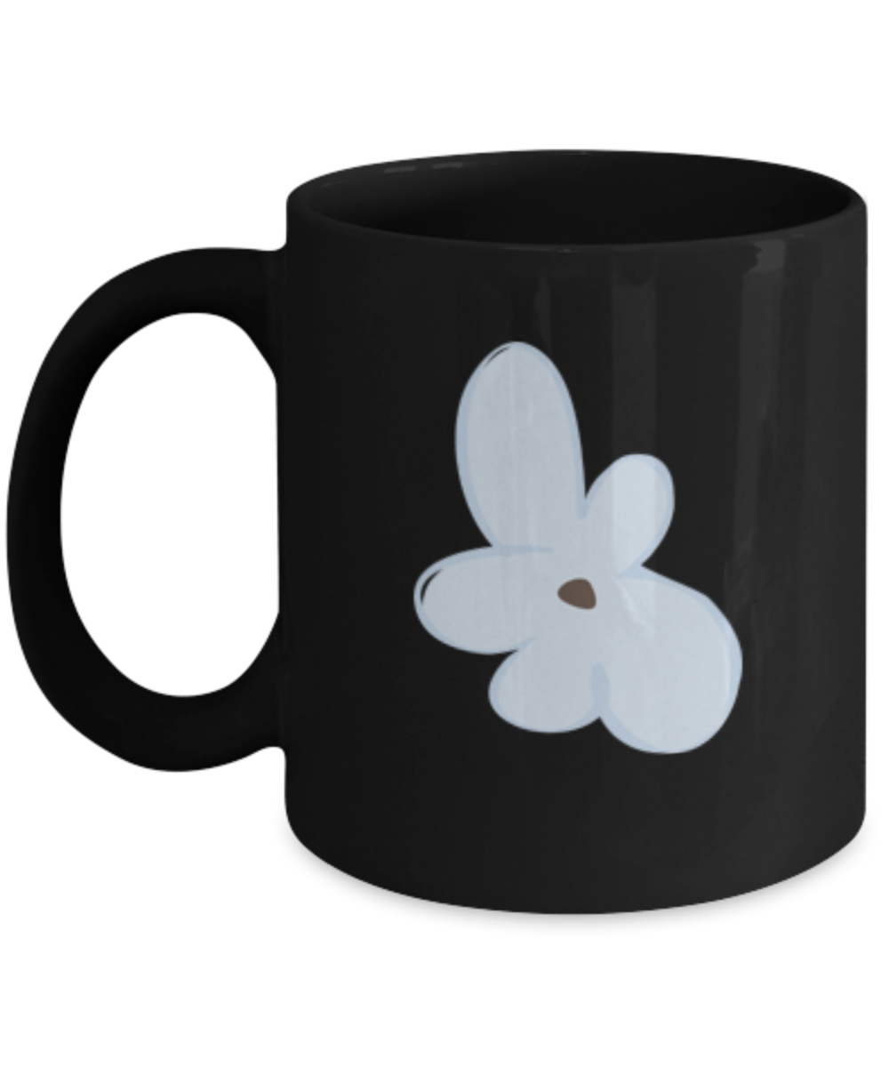 Flower Smooth 4 Black Mugs - Funny coffee mugs - Porcelain  Black coffee mugs 11 oz