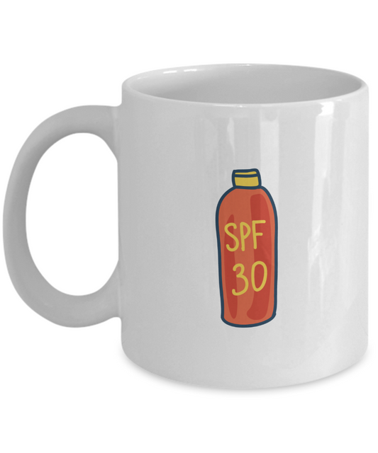 SPF 30 Sunscreen Lotion Funny white mugs - Funny Christmas White coffee mugs 11 oz