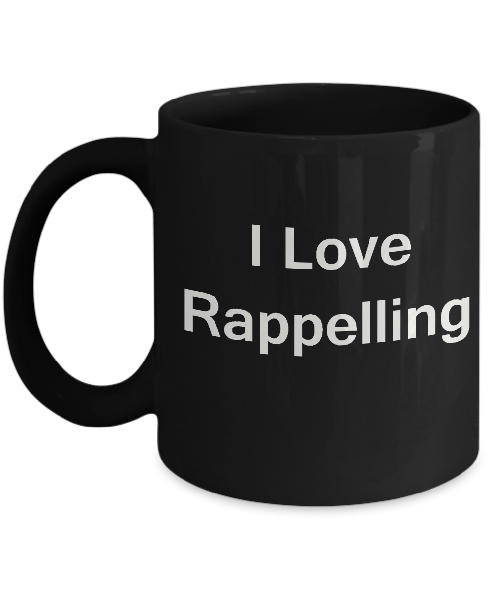 I Love Rappelling coffee black mug - Porcelain Black Funny Black coffee mugs 11 oz