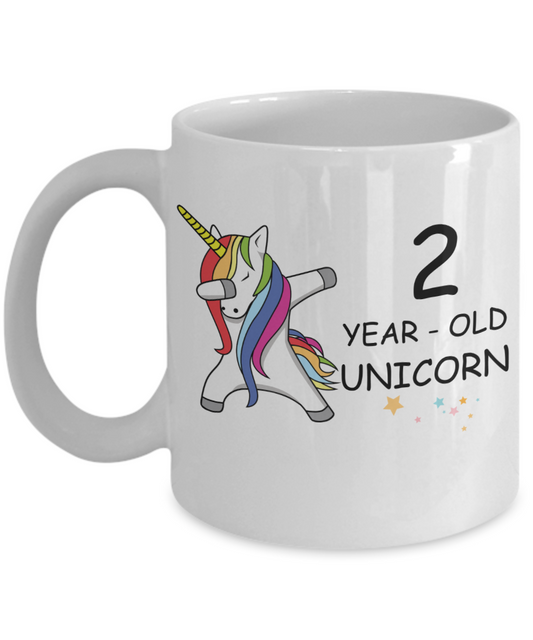 Unicorn Birthday gift 2nd Birthday Gift for Women - 2 Year Old Unicorn Dabbing Mug - Funny White Porcelain Coffee 11 oz, 2nd Anniversary Bday Gift for   Grandma, Mom, Sister, Bestie - Legends are Born In 2018