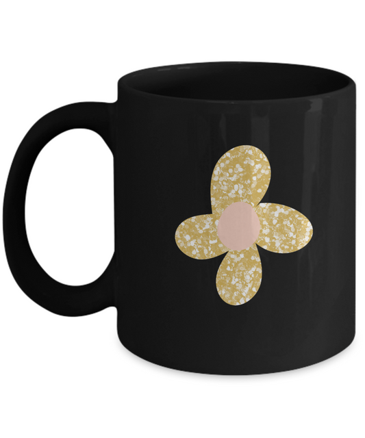 Floral Petals Black Mugs - Funny Christmas Gifts - Porcelain Black coffee mugs 11 oz