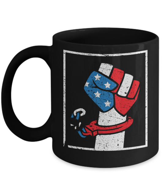 America USA Politics Lovers Mugs, Freedom USA - Black Coffee Mug Porcelain Tea Cup 11 oz - Great Gift