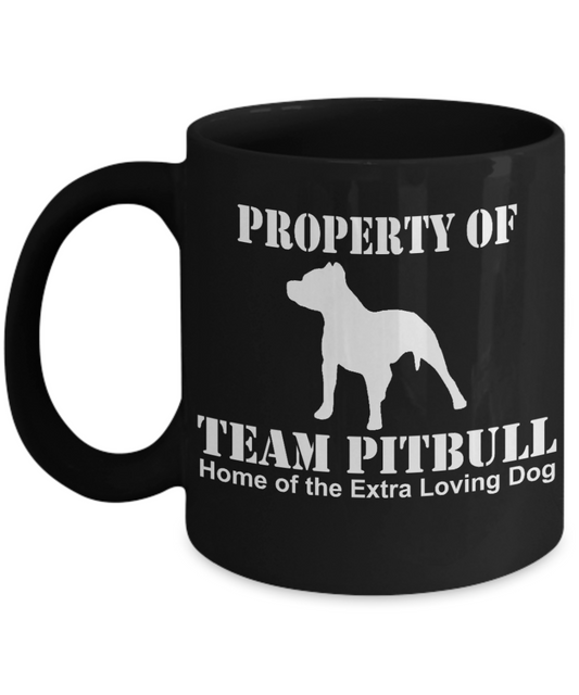Personalized Dog Lover Gift Coffee mug, Property Of Team pitbull-Black Porcelain Coffee Mug 11 oz