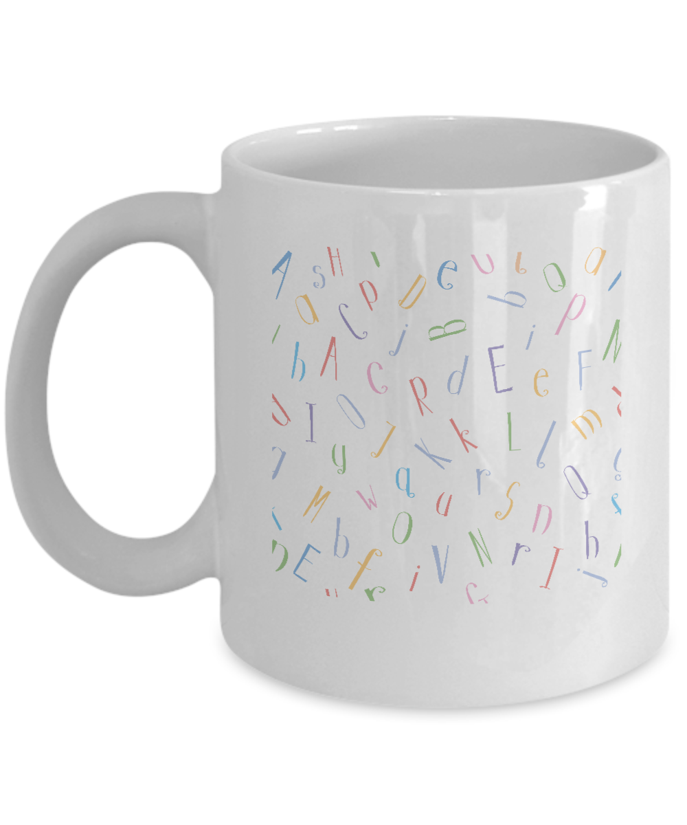 Seamless Pattern Letters coffee mugs - Funny Christmas White coffee mugs 11 oz