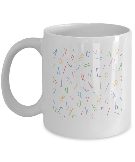 Seamless Pattern Letters coffee mugs - Funny Christmas White coffee mugs 11 oz