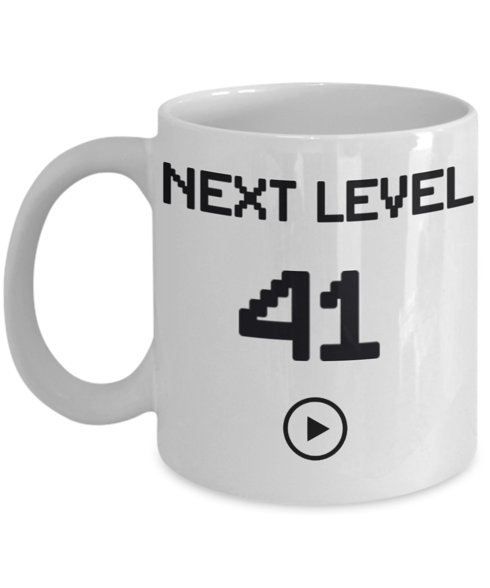 41st Birthday Special Gift Coffee Mug, Next Level 41, Gamer Coffee Mug, Birthday Mug- White Porcelain Coffee Mug 11 Oz Funny Quotes Coffee Mug