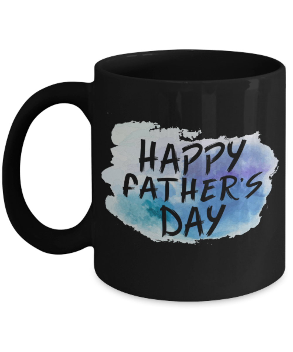 Father son gifts to do together - Happy Father's Day - Black Porcelain Coffee Mug Cute Ceramic Cup 11 oz