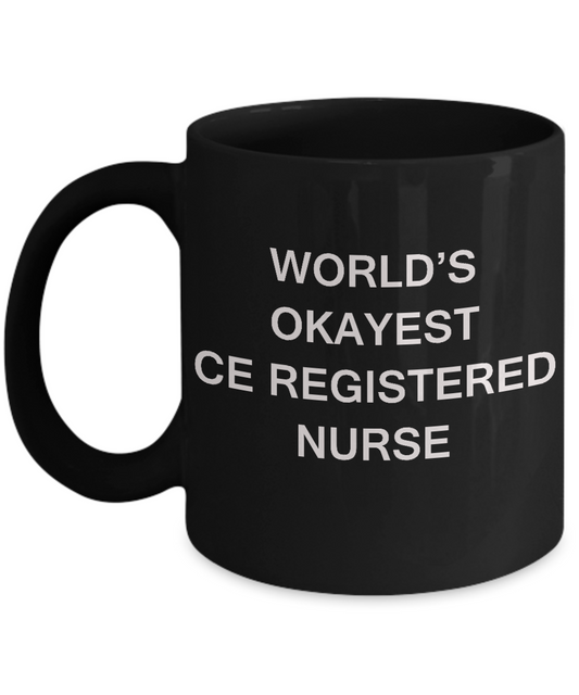 World's Okayest Certified Emergency Registered Nurse - Porcelain  Black coffee mugs 11 oz