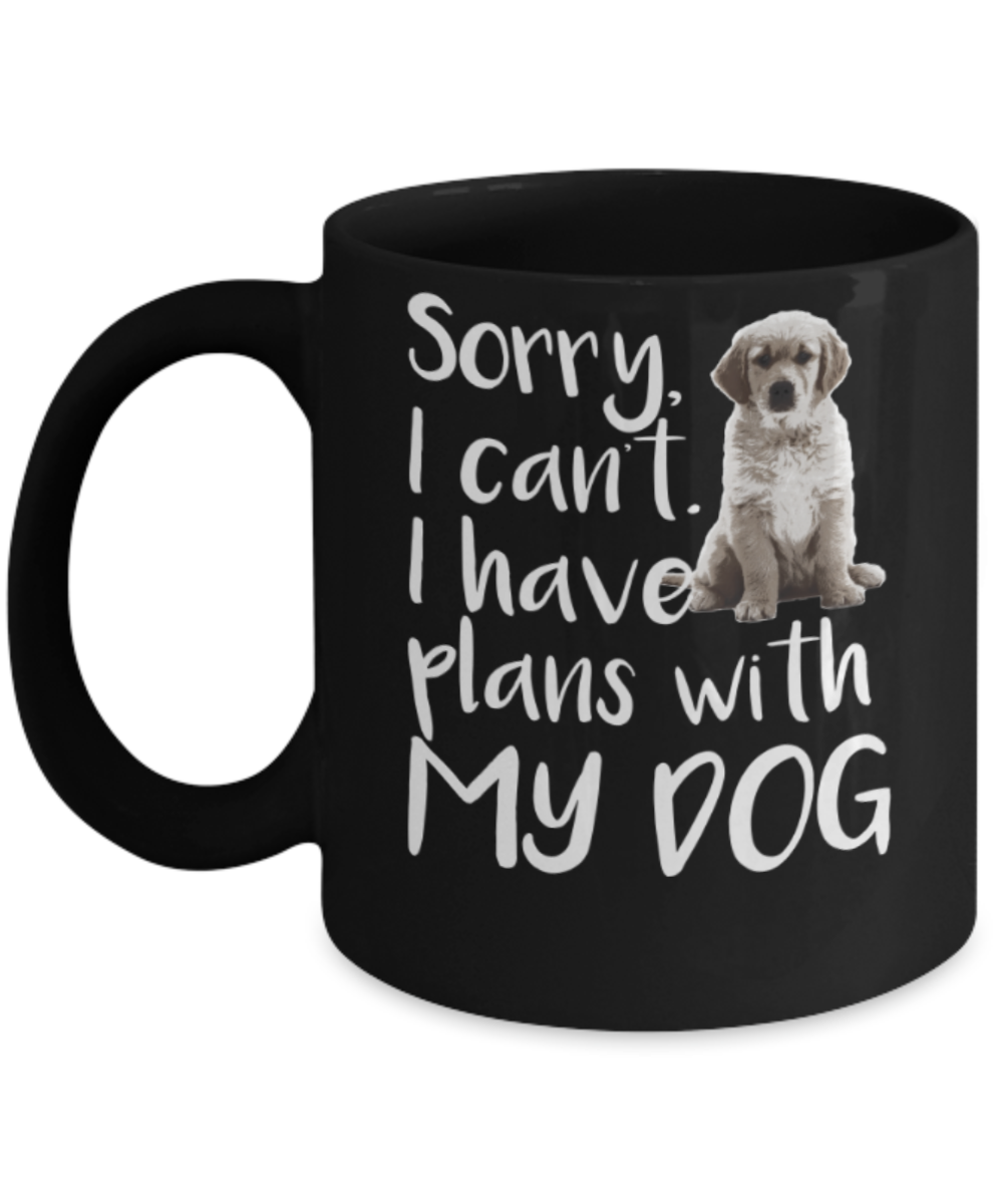 Gift gor dog lovers , Plans with dog - Black Coffee Mug Porcelain Tea Cup 11 oz - Great Gift