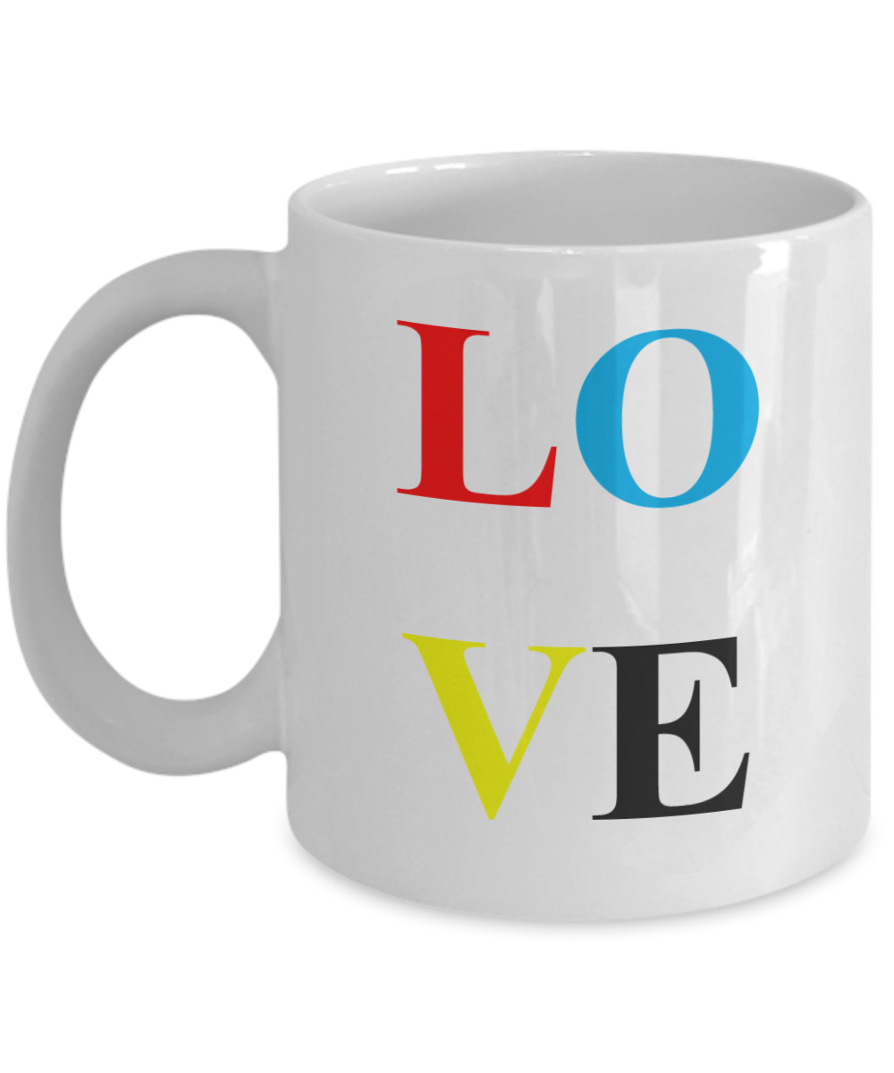 LOVE Coffee Mug Porcelain  White, Valentine Gag Gifts 11 oz