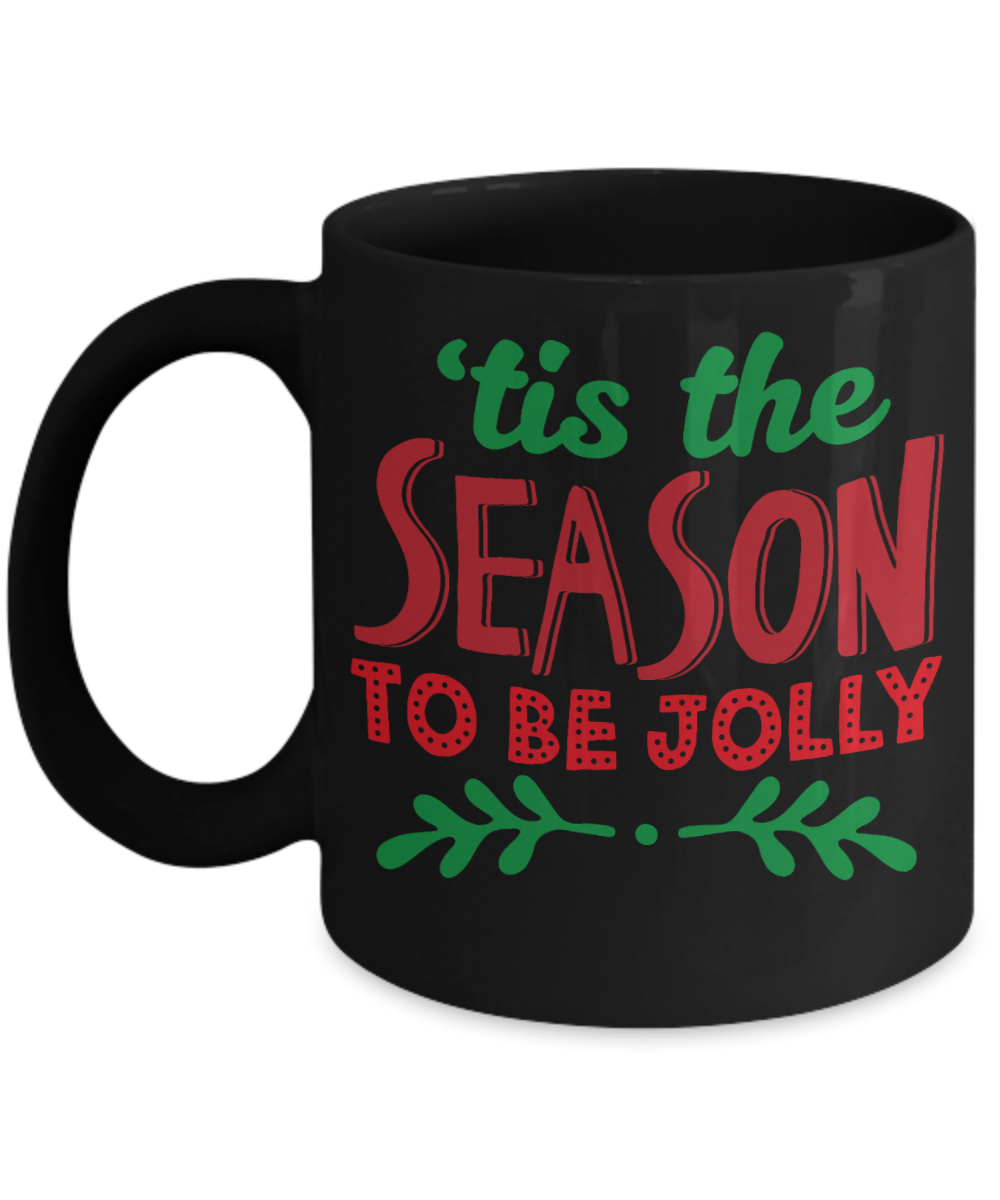Knightmare before christmas mug - Tis The Season To Be Jolly - Funny Christmas Gifts Mugs, Christmas Gifts for family Ceramic Cup Black, Funny Mugs Gift Ideas 11 Oz