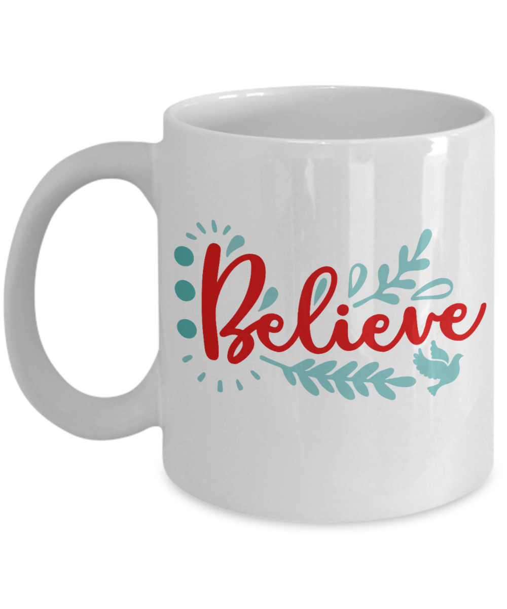Nightnare before christmas mug - Believe - Funny Christmas Gift Mugs, Christmas Gifts for family Ceramic Cup White, Funny Mugs Gift Ideas 11 Oz