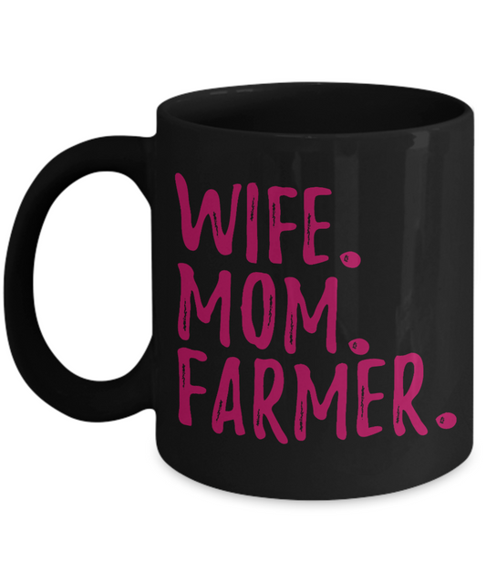 Best Farmer Coffee mug, Wife Mom Farmer-Black Porcelain Coffee Mug 11 oz For Farmer, Dad, Mom
