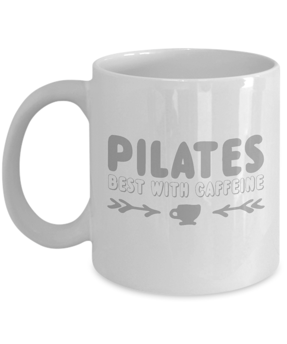 Fitness Freak Coffee Mug, Pilates Best With Caffeine -White Porcelain Coffee Mug 11 oz For Daughter,Teen,fitness, trainer, instructor