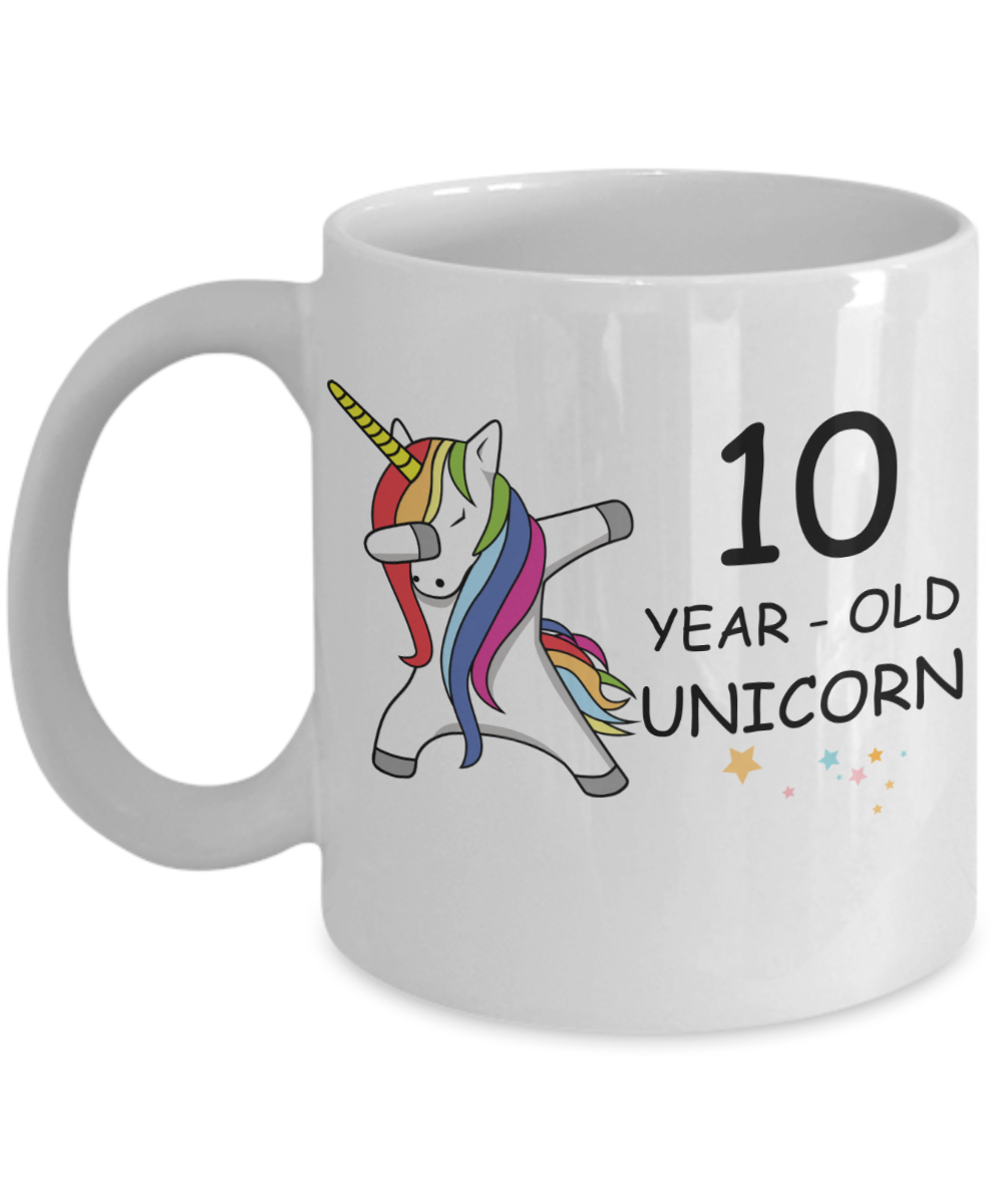 10th Birthday Gift for Women - 10 Year Old Unicorn Dabbing Mug - Funny White Porcelain Coffee 11 oz for Grandma, Mom, Sister, Best Friend, Women, Her - Legends are Born In 2010