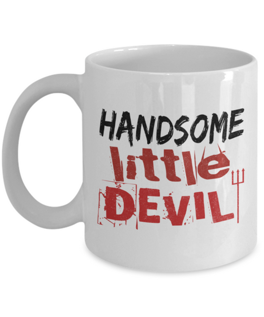 Midnight mug rogue - Handsome Little Devil - White Porcelain Coffee Mug Cute Ceramic Cup 11 oz