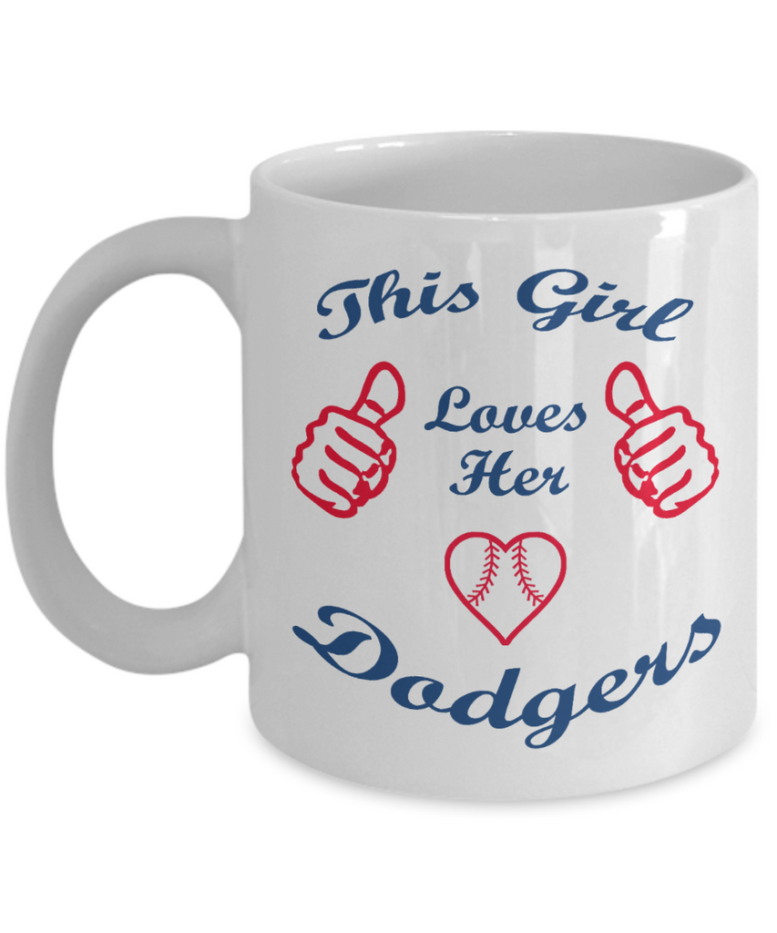 Baseball Fan Coffee Mug, This Girl Loves Her Dodgers-Travel Coffee Mug 14  oz For Baseball Player, Fan, Baseball Lover,Girlfriend