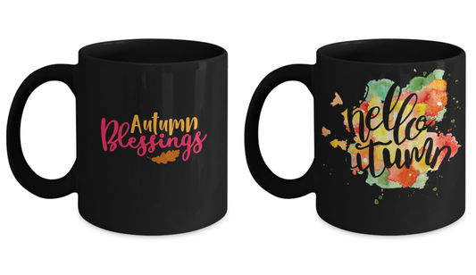 Autumn is my favorite color Coffee Mug/ Hello Autumn Coffee Mug Set -Funny Black coffee mugs 11 oz