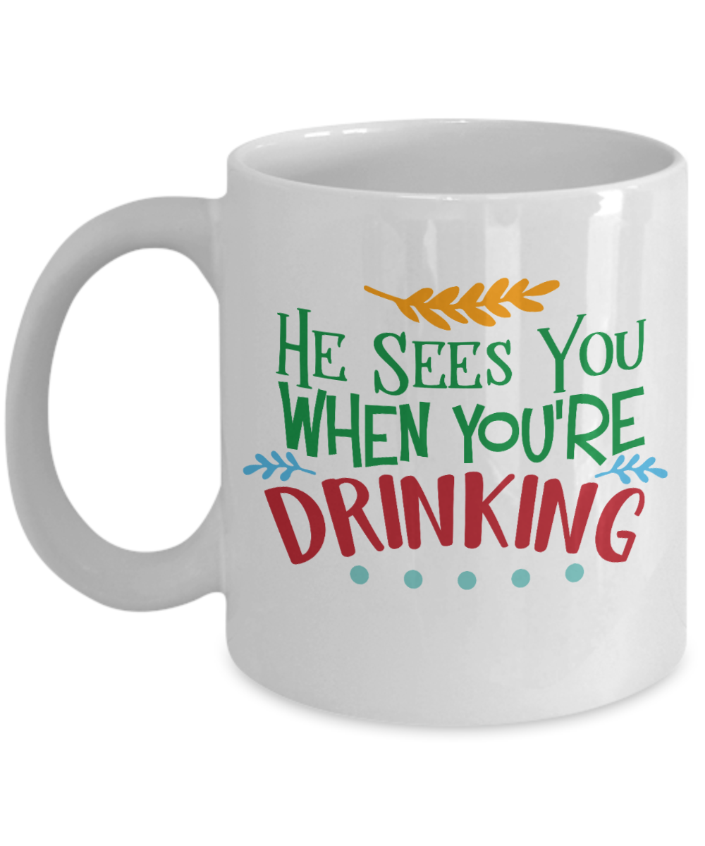 Knightmare before christmas mug - He Sees You When You're Drinking - Funny Christmas Gift Mugs, Christmas Gifts for family Ceramic Cup White, Funny Mugs Gift Ideas 11 Oz