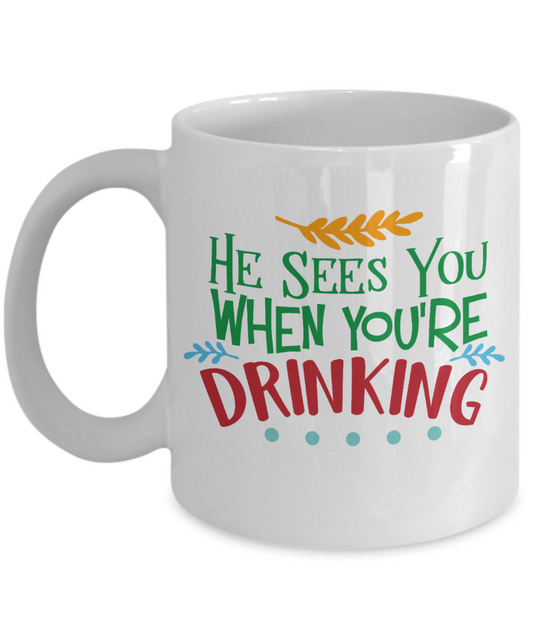 Knightmare before christmas mug - He Sees You When You're Drinking - Funny Christmas Gift Mugs, Christmas Gifts for family Ceramic Cup White, Funny Mugs Gift Ideas 11 Oz