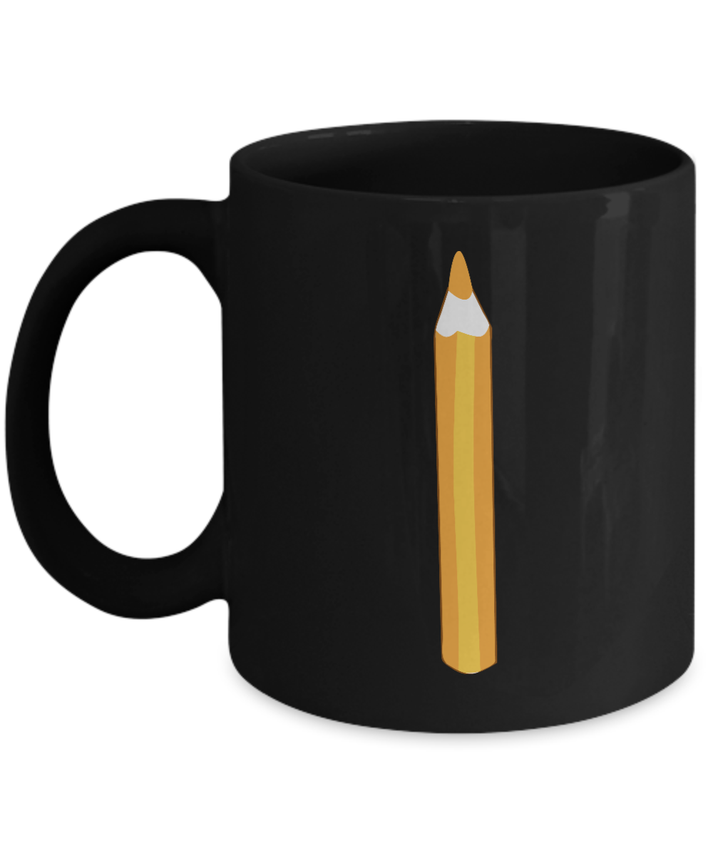 Pencil Smooth Orange Black Mugs - Funny coffee Black coffee mugs 11 oz