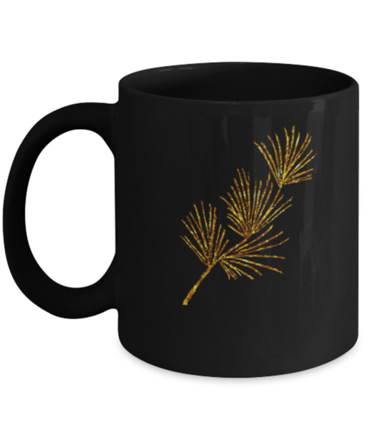 Flowers and Leaves 16 Black Mugs - Funny Christmas Kids Gifts Black coffee mugs 11 oz