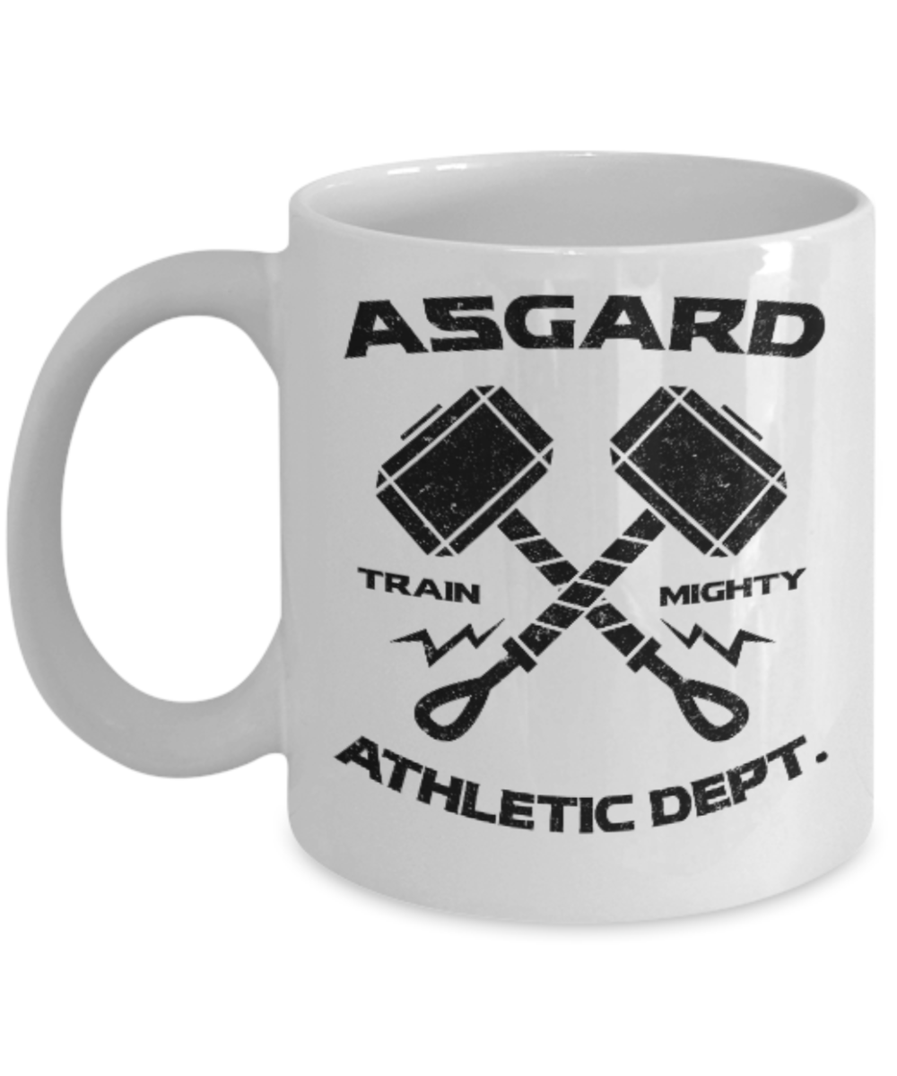 Fitness Lovers mugs , Asgard Athletic Dept - White Coffee Mug Porcelain Tea Cup 11 oz - Great Gift